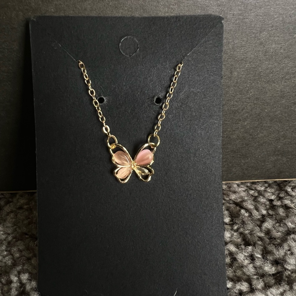 Pink Butterfly Necklace